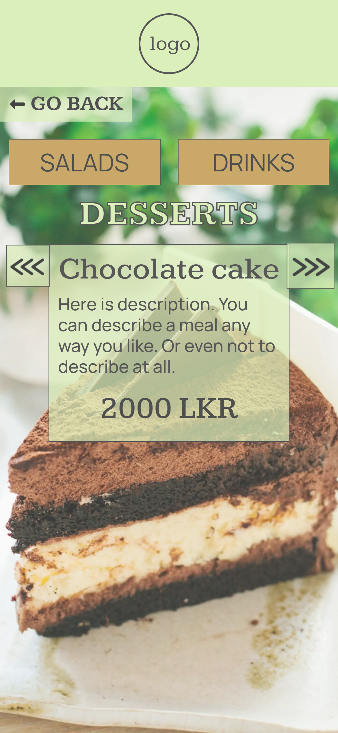 Tropical organic cafe menu template