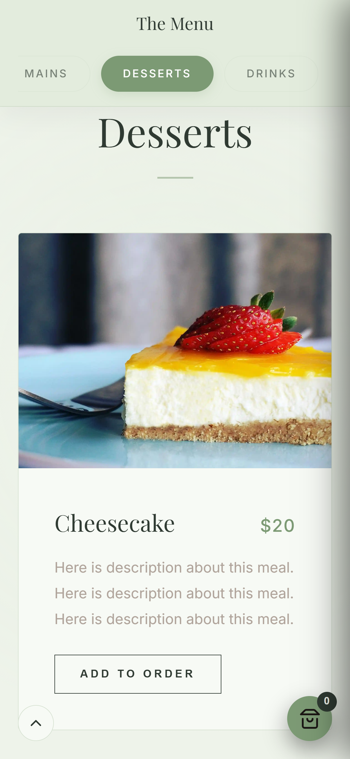 Minimal matcha cafe digital menu template