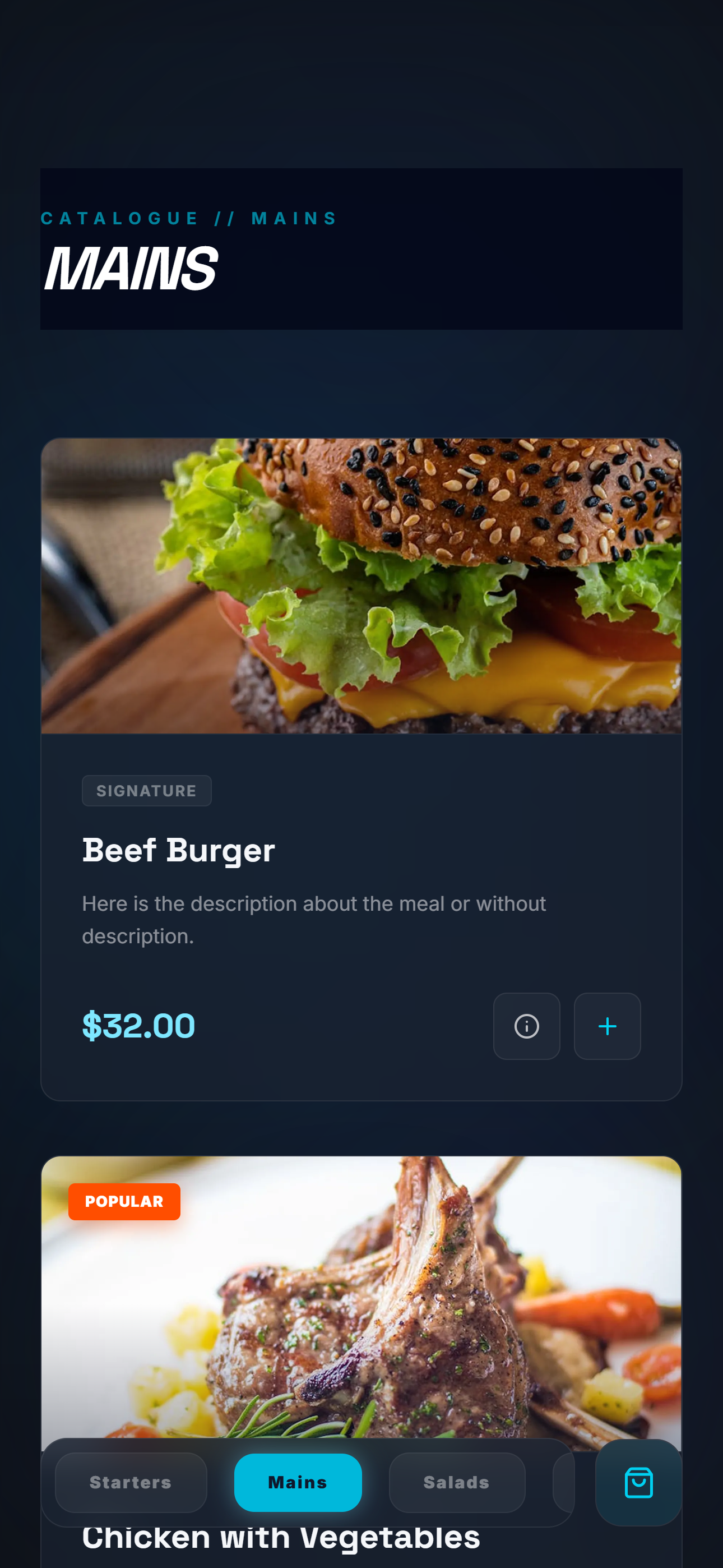 Dark premium digital menu template